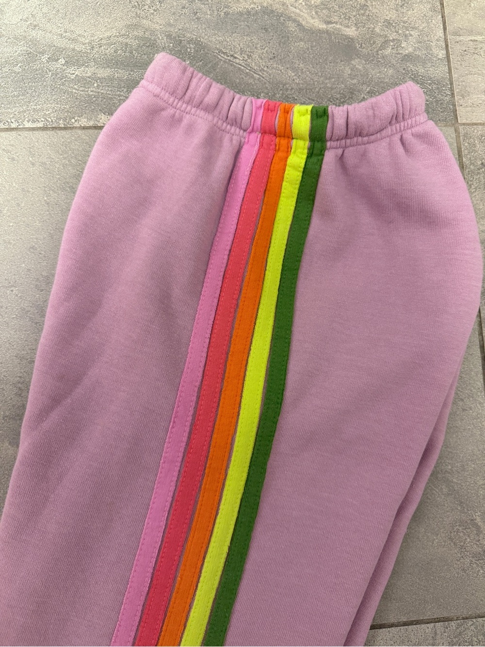 Aviator Nation Mauve Pink Green 5 Stripe Set Zip Up Hoodie Sweatpants Shorts XS - Picture 10 of 15